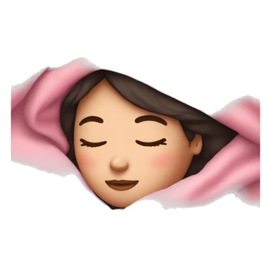 white girl with dark hair sleeping in pink blanket sticker