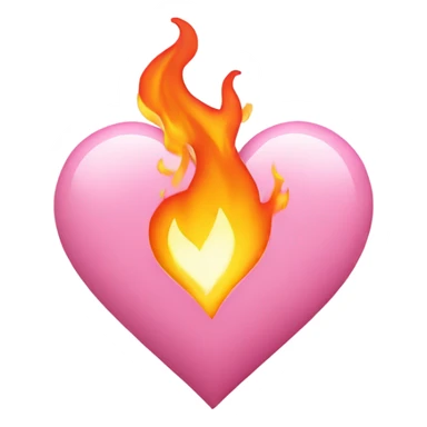 Pink pastel heart on fire sticker