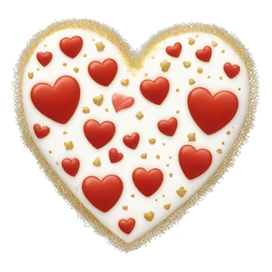 White and red heart with gold sparkles all over and around it sticker
