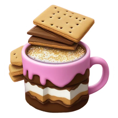 S’more’s with hot pink chocolate and glitter  sticker