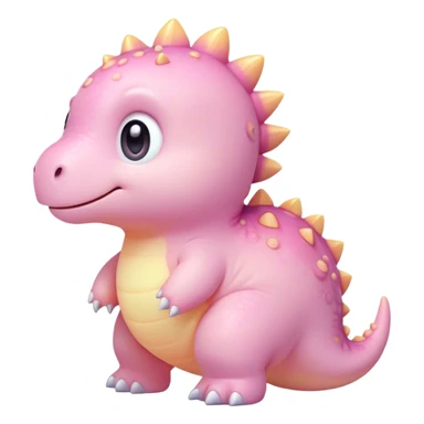 Cinematic tiny pastel dinosaur, chubby round body, tiny feet, big sparkling eyes, soft glowing colors, happy and friendly expression, radiating warmth. sticker
