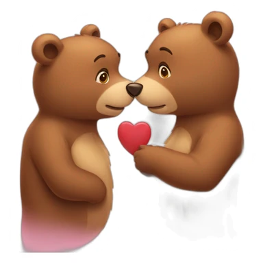 Female bear and male bear kissing, face only, hearts above them sticker