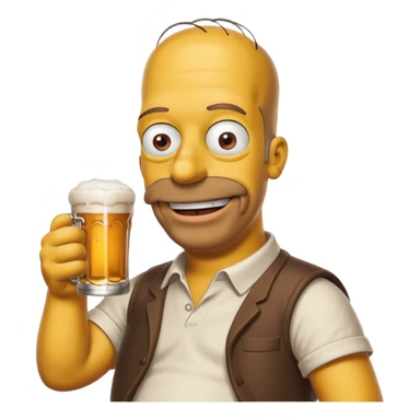 homer simpson smiling with a beer sticker