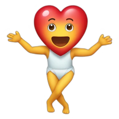 A heart with a sweet face on it, and arms and legs coming out of it sticker