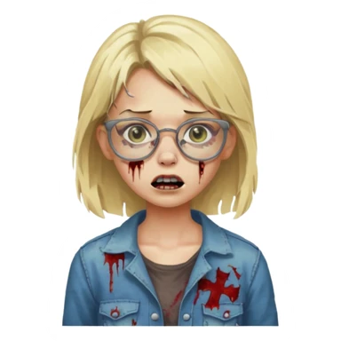 apple zombie emoji girl blonde with glasses sticker