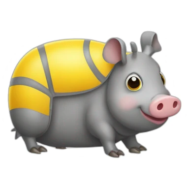 Gray pig armadillo cow centipede insect with yellow duck face sticker