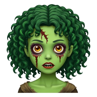 garota verde zombie com cabelos cacheados preto sticker