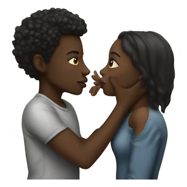 black girl and black boy emoji kissing  sticker