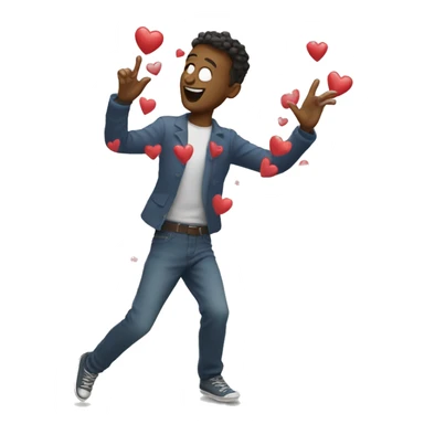 dancing guy with a lot of hearts sticker