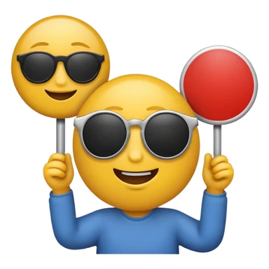 Emoji with sunglasses and place sign on the side  sticker
