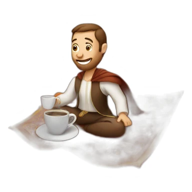 Person drinking coffee On a flying carpet sticker