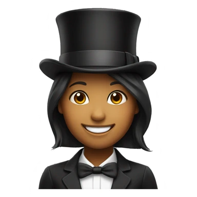 smiling girl in top hat sticker