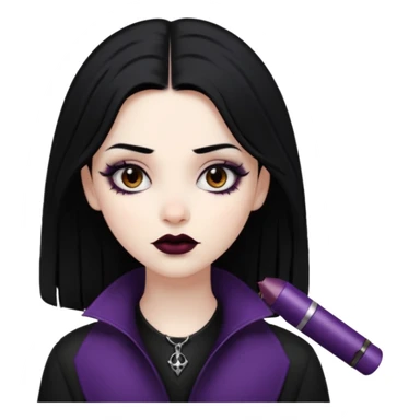 Goth girl black hair brown eyes sticker