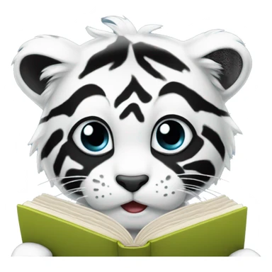 Baby balck&white tiger reading book  sticker