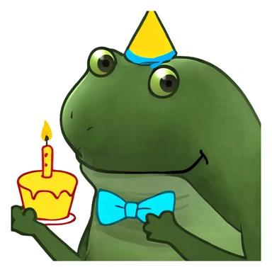 rainbow birthday cake with clouds landscape  sticker