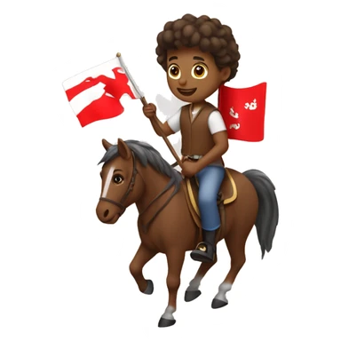 brown boy riding a horse waving a 🇹🇴 flag sticker