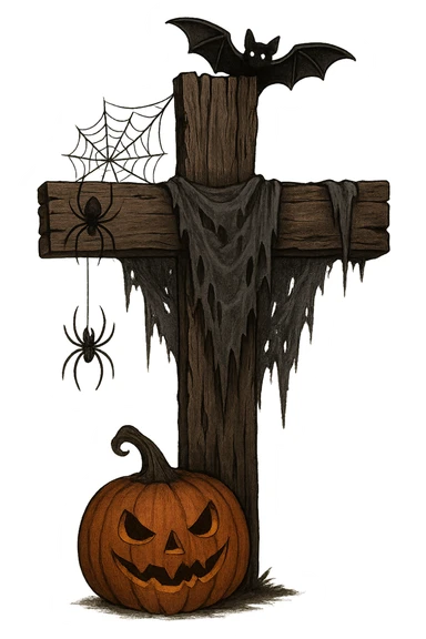 Halloween cross, no background sticker