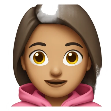 brunette woman with pink hoodie sticker