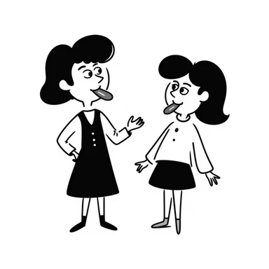 woman with two heads sticking out their tongues sticker