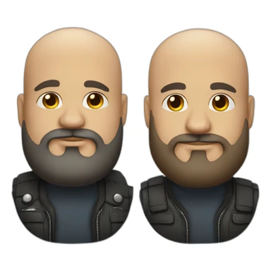 bald fat man with biker beard and with tattoos sticker