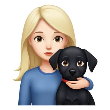 Black dog with girl sticker