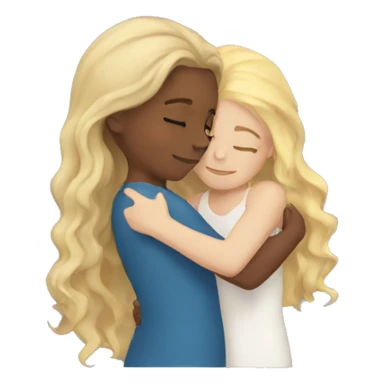 wavy brown hair girl hugging blonde hair girl sticker