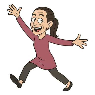 Claudia Sheinbaum full body playful pose cartoon style sticker