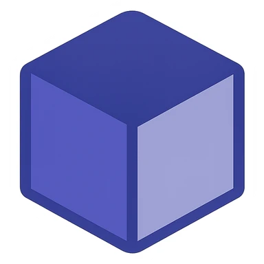 indigo cube, flat color, minimalistic sticker