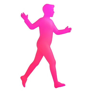 human silhouette, transparent glass with bright pink gradient from #FF335F to #FF99AA, shadows and highlights, minimalistic sticker