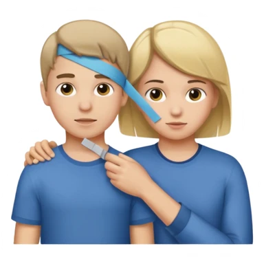 Make a boy taping a girls head sticker