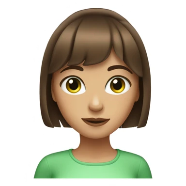 Woman Brown hair with bangs and green Eyes - in a cute pose sticker