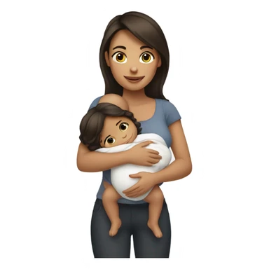 Brunette girl holding baby  sticker
