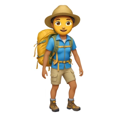 남미 여행에 가는 사람의 전신을 그려줘! 바로 하이킹 갈 수 있을 정도로 잘 입은! 얼굴은 걍 노란색? 으로 sticker