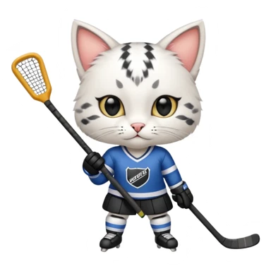 female cat hockey player with one hockey stick no net sticker