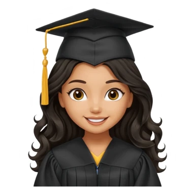 a pretty tan bratz girl with black wavy long hair graduating sticker