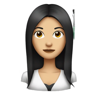 a woman with long black hair holding tweezers  sticker