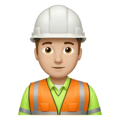 Hombre ingeniero casco blanco y chaleco verde sticker