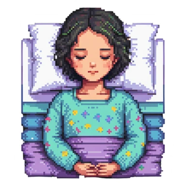 pixel art sleeping girl with peaceful expression sticker