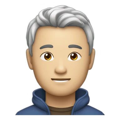 皮克斯瓦力风格的卡通人物, 男性焦点，蓝色头发，手套，无指手套，伸出舌头，有色皮肤，蓝眼睛，头上的墨镜，墨镜挂在头顶，衬衫，舌头，白衬衫，有领衬衫，夹克 sticker