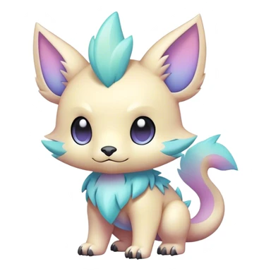 Adorable colorful chibi pastel edgy fantasy animal hybrid Fakemon full body sticker