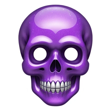 Glitter purple flat skull sticker