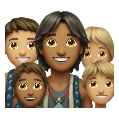 smiling boys in outdoors selfie Native American  sticker