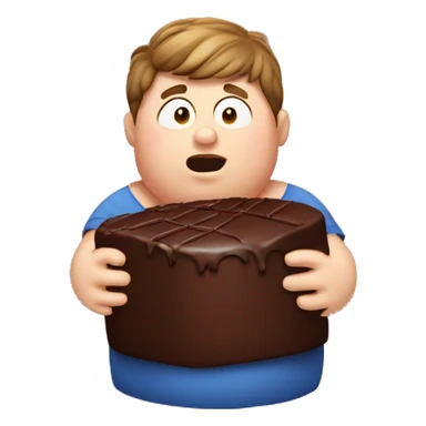 A fat boy eating chocolate cakes sticker