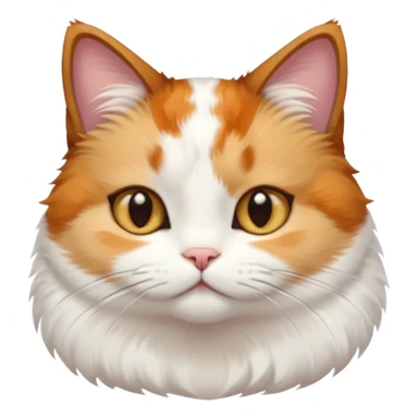 calico and white cat with small head, hazel eyes, and short but chubby body sticker