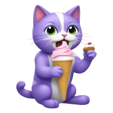 Gato violetcomiendo un helado rjo sticker