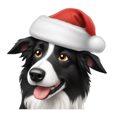 Boarder collie dog wearing Santa hat sticker