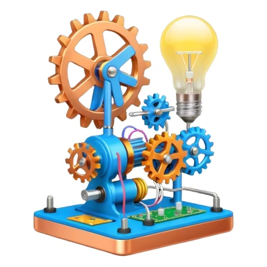 science, chemicals, mechanical gears, electronics, electric wires, light bulb, LED, resistors, circuit board, ic, physics,  nuclear model sticker