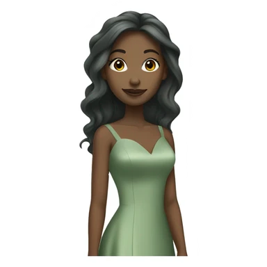 Black bridesmaids with sage green dresses and long hair sticker