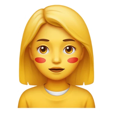 girl classic emoji style yellow face simple features hot overheated expression inspired by 🥵 emoji sticker