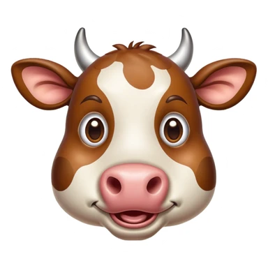 Cinematic Comical Brown Cow Portrait Emoji, Head tilted dramatically with an exaggeratedly amused expression, featuring a striking, glossy brown hide with a playful natural pattern, wide, expressive brown eyes filled with humorous disbelief, Simplified yet hilariously expressive features, highly detailed, glowing with a slightly sassy glow, high shine, dramatic yet playful, stylized with an air of cheeky farmyard mischief, bright and endearing, soft glowing outline, capturing the essence of a spirited and over-the-top cow, so meme-worthy it feels like it could moo its way into internet fame instantly! sticker